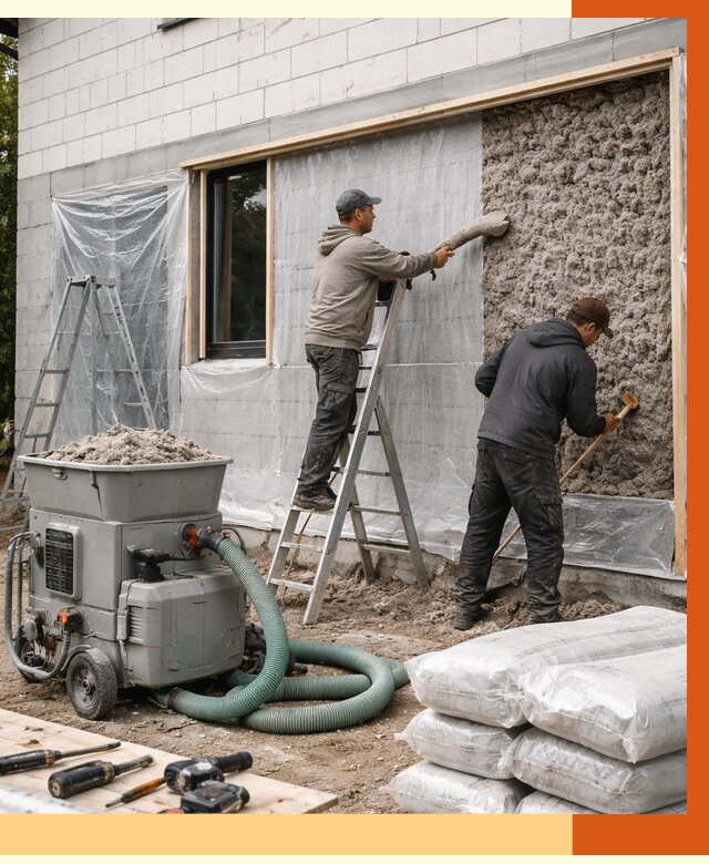 Утепление дома из газобетона эковатой в Касимах от 4893 руб./м2 | ТепломастерКсм